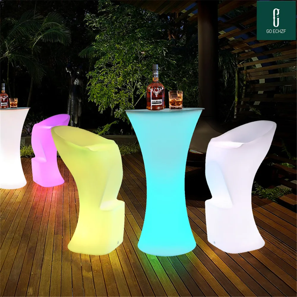 

D60XH110 CM Led Illuminated Cocktail Table Rechargeable Coffee Table For Bar Christmas Party Supples Cocktail Table