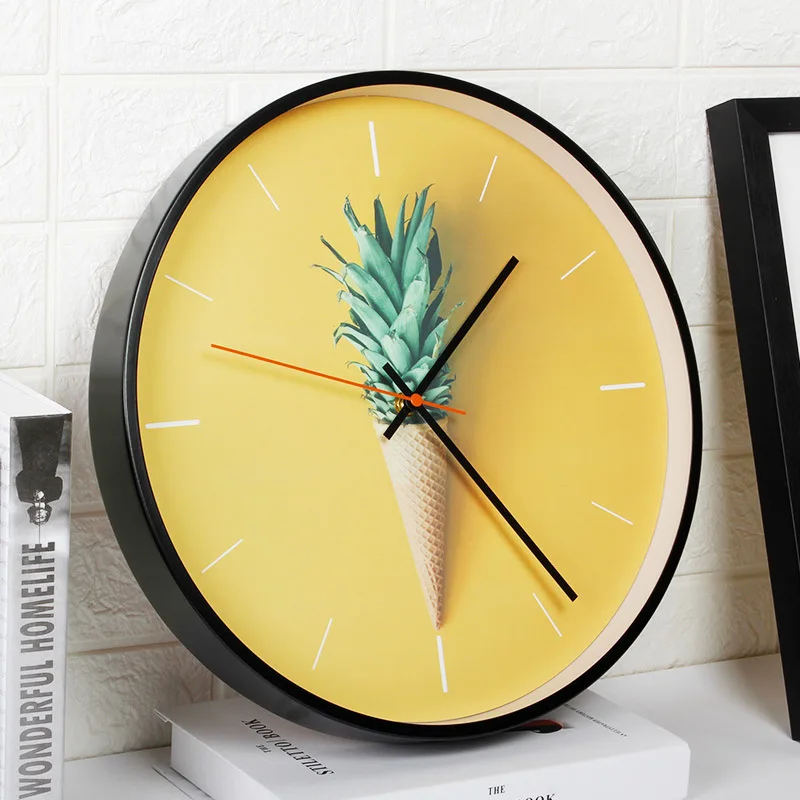 

Nordic small fresh colorful cone flower wall clock pink girl living room bedroom office clock