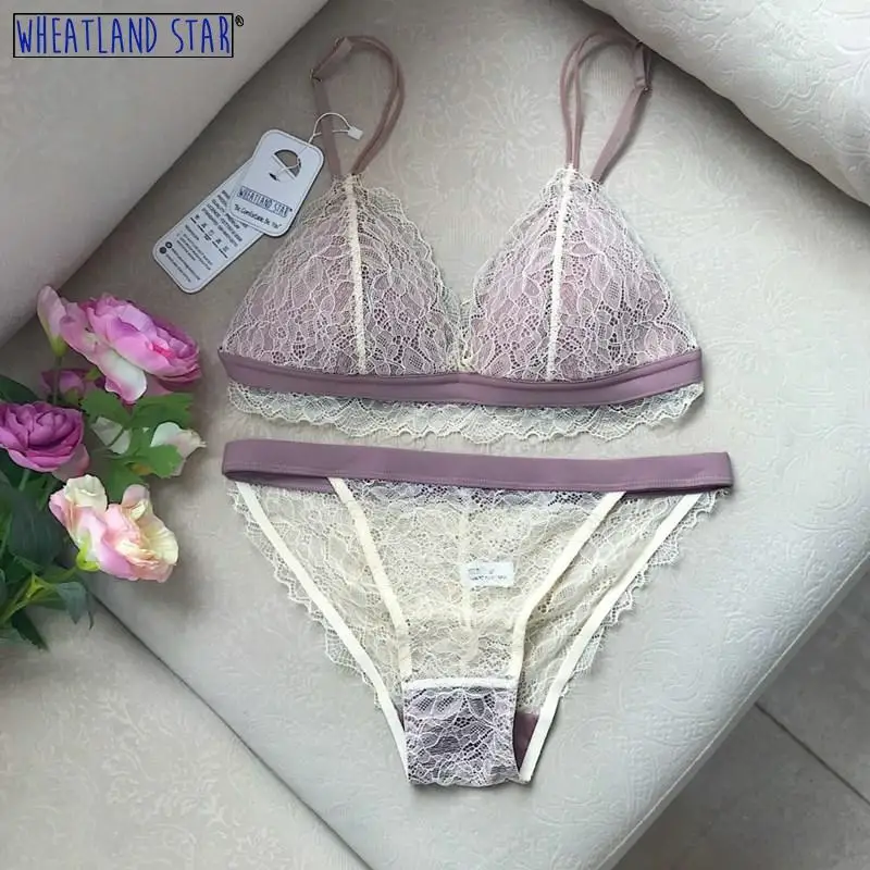 Lenceria тонкий кружевной бюстгальтер без косточек нижнее белье Женский комплект во
