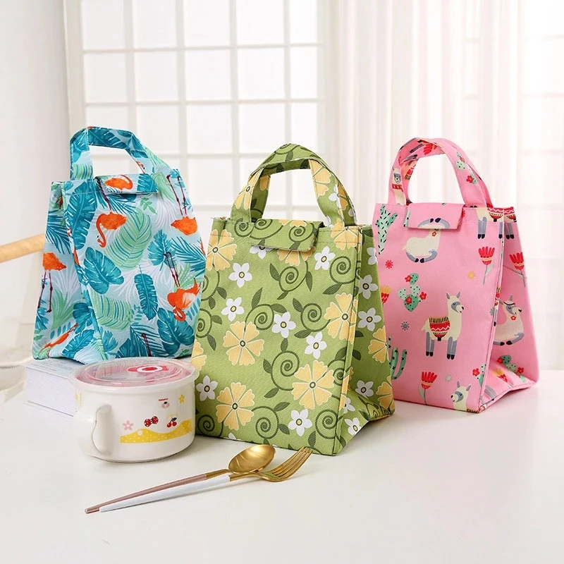 

Insulated Lunch Floral Print Bag For Women Kids Camping Picnic Waterproof Food Storage Bag Fresh-keeping Drink Cooler Bags
