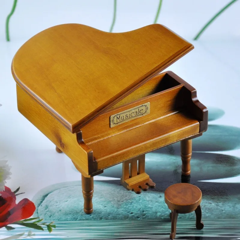 Деревянная музыкальная шкатулка для пианино украшение дома креативная