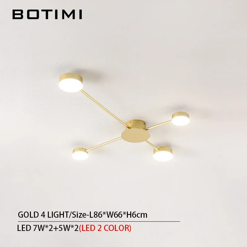 4 Light-Gold BOTIMI Новинка Металлические нерегулярные потолочные светильники для фойе черный потолочный светильник золотой поверхностный монтаж светильник для спальни - Цвет корпуса: 4 Light-Gold