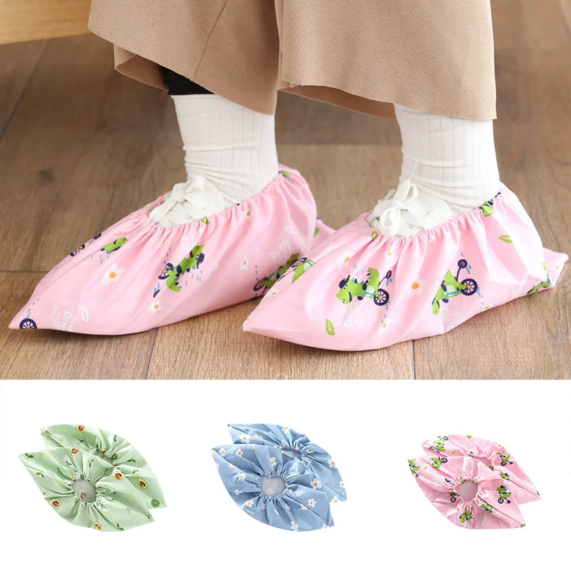 1 Pair Washed Cloth Shoes Covers Thick Wear-resistant Foot Cover Women Girls Indoor Dust Foot Cover Solid Color Shoe Accessories