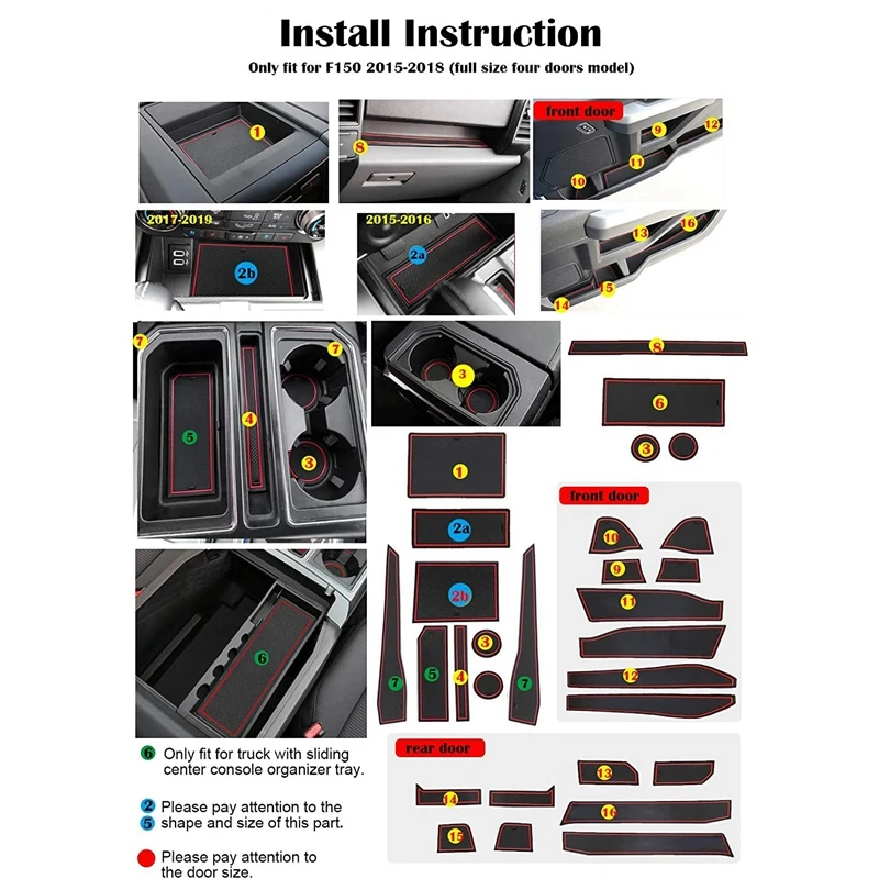 

30Pcs Dust Door Mats for Ford F150 2017-2020 Car Water Cup Interior