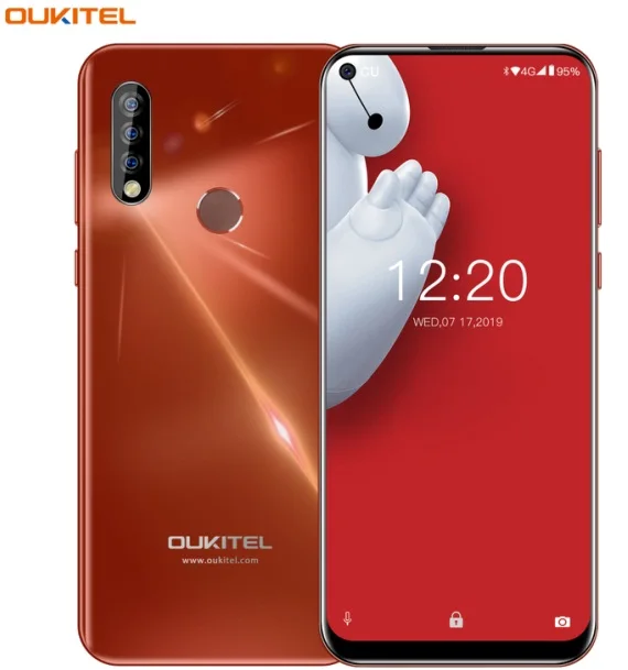Red OUKITEL C17 Pro 4 Гб 64 Гб мобильный телефон 6,35 ''полный экран распознавание лица отпечатков пальцев Android 9,0 13MP двойная камера 4G сеть 2.4GH 5G Wifi - Color: Red