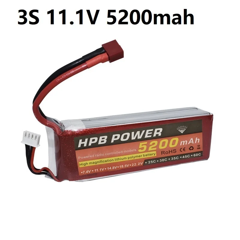 3S 11.1V 5200mAh 45C Rechargeable Battery 4S LiPo Battery 11.1V Li-Polymer Battery For RC Helicopters Car Boat RC Drone Battery