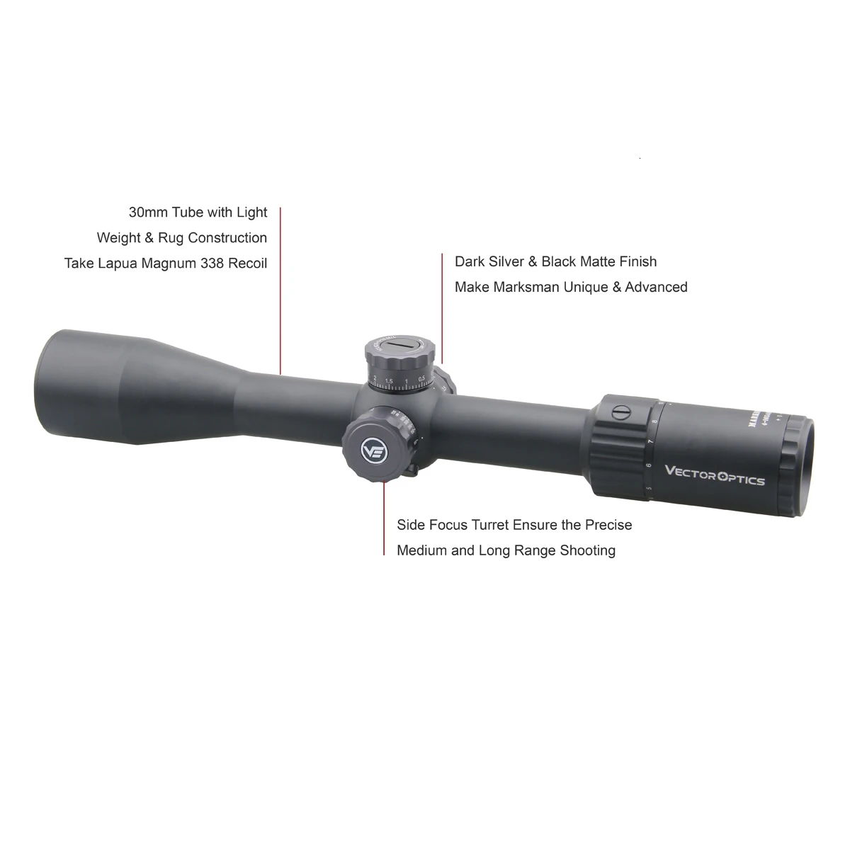 Оптический прицел Vector Optics Marksman 4 16x44 FFP тактический 1/10 мил для винтовки 30 мм