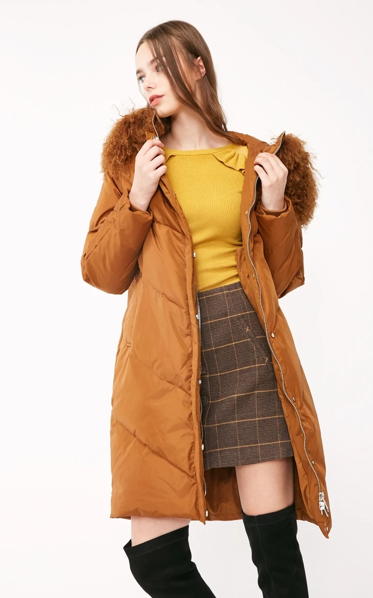 Vero Moda Женская 90% белая куртка-пуховик на утином пуху с воротником из овечьего меха с капюшоном | 318412556