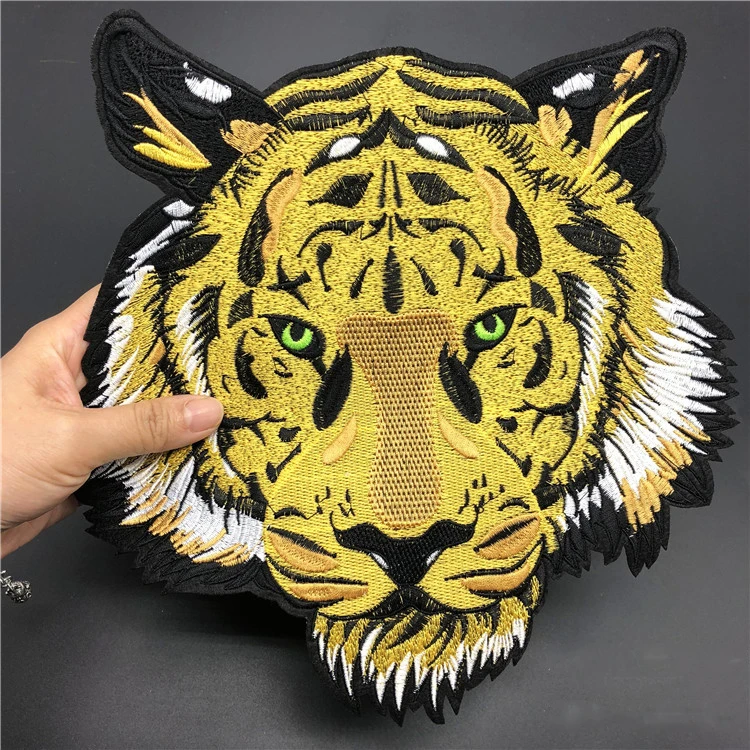 25*25cm big yellow tiger head embroidery patch applique with adhesive for clothes jacket T-shirt decoration DIY | Дом и сад