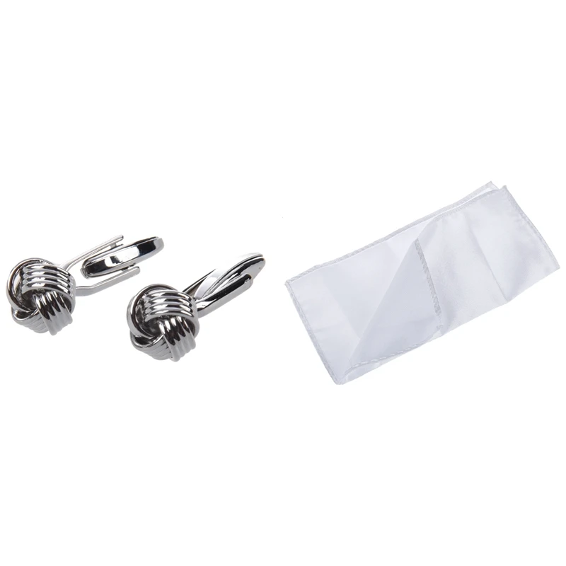 1 пара широких запонок с узлом из тонкой нити и шт. мужской Карманный платок