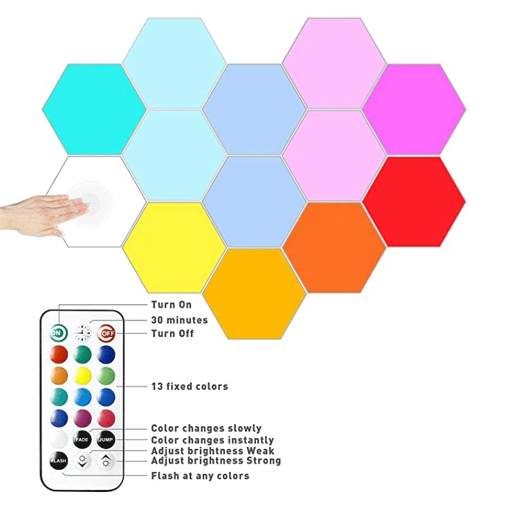 RGB LED Quantum Lamp Hexagon Light Party DIY Wall Touch Sensor Honeycomb Colorful Night USB Modular Lam | Дом и сад