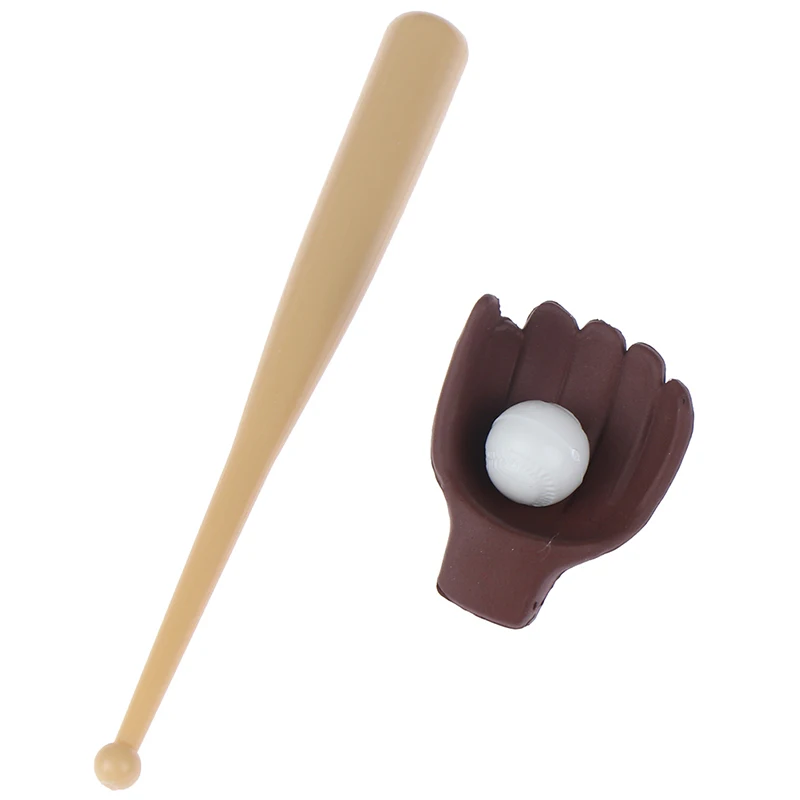 

1 Set 1/12 Doll house Miniature Furniture Baseball Bat & Mitt Set Home Study Room Doll House Decor Dolls Accessory Mini Kids Toy