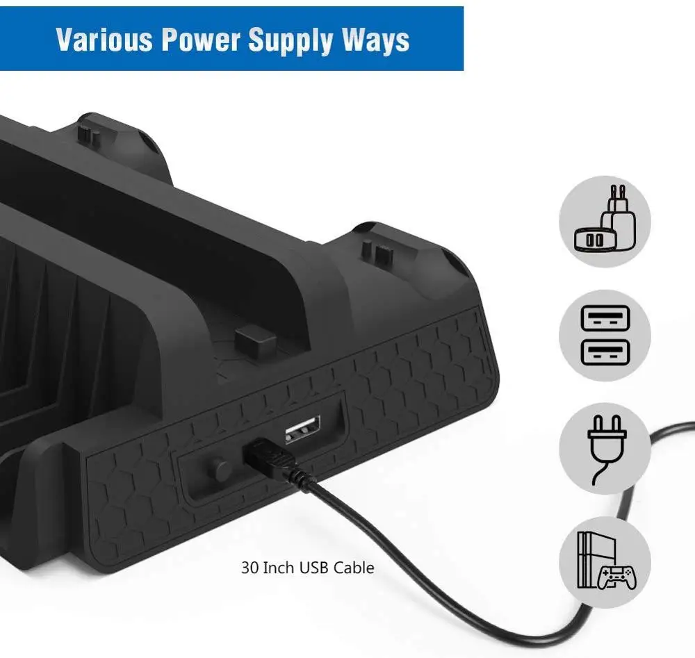 dobe ps4ps4 slimps4 pro vertical cooling stand base charging dock station with 12 gaming disks storage for ps4 controllers free global shipping