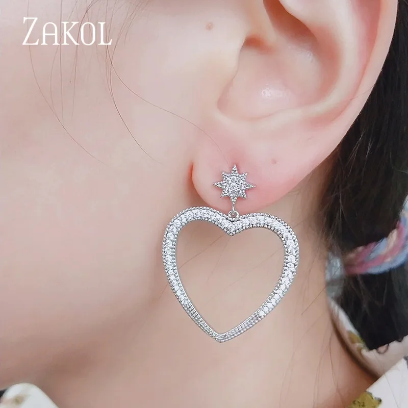 ZAKOL изысканные роскошные висячие серьги с большими звездами и Луной из