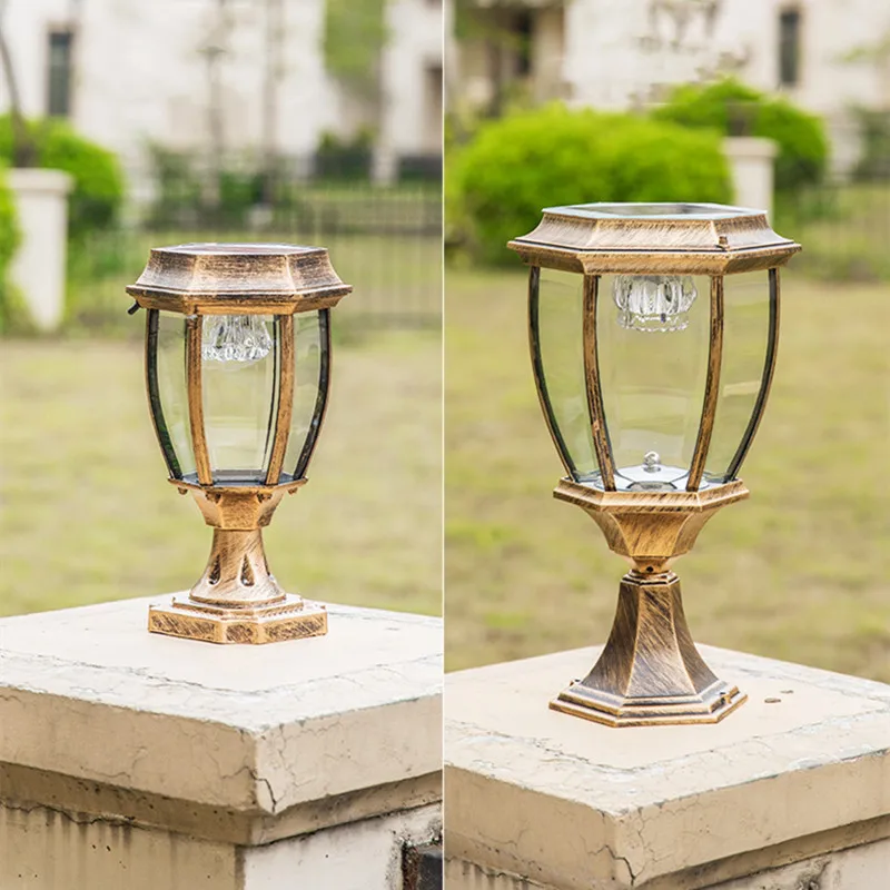 Дешево СВЕТОДИОДНАЯ колонна с солнечной панелью, декоративное уличное освещение для сада, точесветильник освещение на солнечной батарее, уличная ...