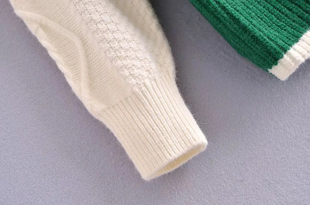 Модный вязаный свитер VANOVICH контрастных цветов в Корейском стиле с украшением на