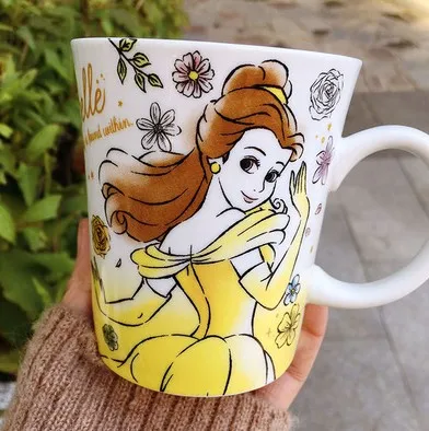 belle with box Мультяшная милая маленькая Русалочка Ариэль Алиса Рапунцель Принцесса фарфоровая керамическая кружка для чая кофе чашка подарок - Цвет: belle with box