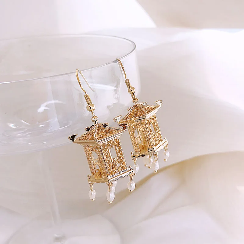 

korean earrings Ink pavilion romantic Jiangnan summer earrings women elegant chic pearl tassel earrings charming alibaba express