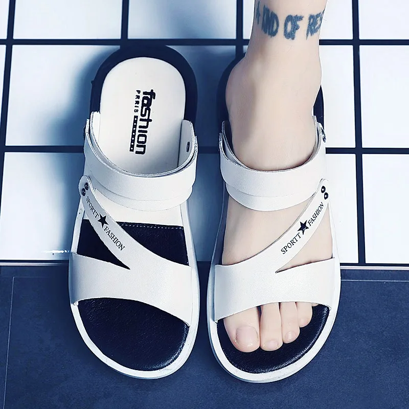 Мужские сандалии с одним словом Новинка лета 2019 пляжная обувь в Корейском