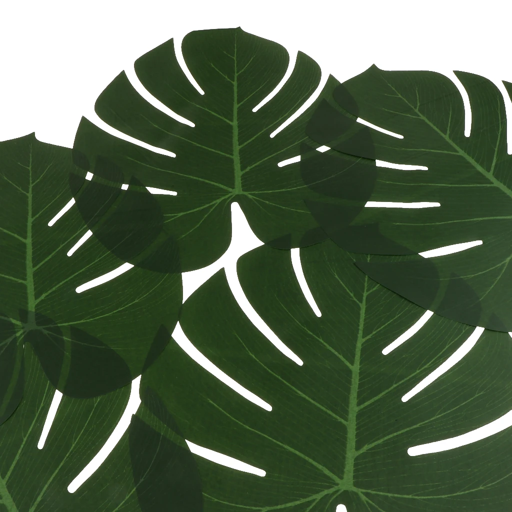 

5x Silk Monstera Leaf Placemats for Hawaiian Jungle Beach Party Home Decor, 31x33.5cm