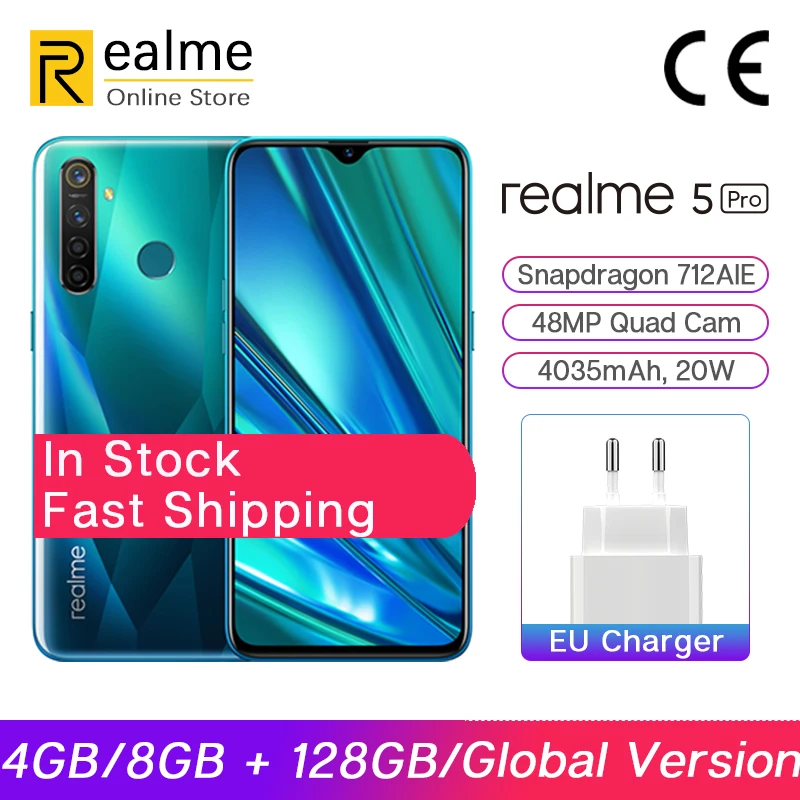 Смартфон realme 5 Pro R5 4 Гб 128 ГБ Snapdragon 712AIE 48 МП 6 3 дюйма 20 Вт 4035 мАч|Смартфоны| |