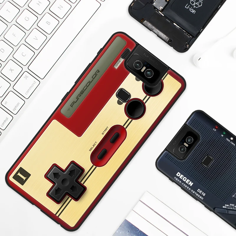 Auroras Phone Case For ASUS Zenfone 6 All Protection Soft Retro Camera Gamepad Pattern ZS630KL | Мобильные телефоны и