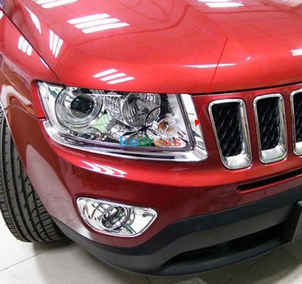 Для JEEP COMPASS 2011 2012 2013 хромированная подсветка АБС-век абажур лампы переднего света крышка лампы Отделка головной лампы аксессуары