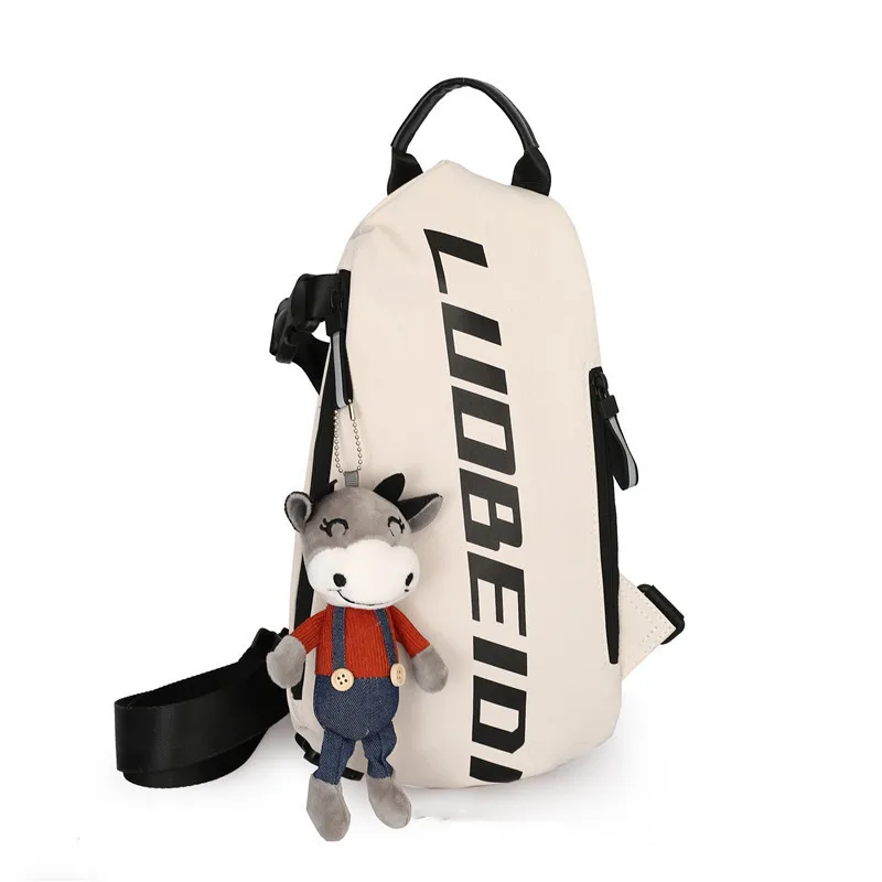 

Women's Letter Printed Casual Schoolbag Fashion Leisure Street Hip Hop Nylon Cross Body Small Couples Bag