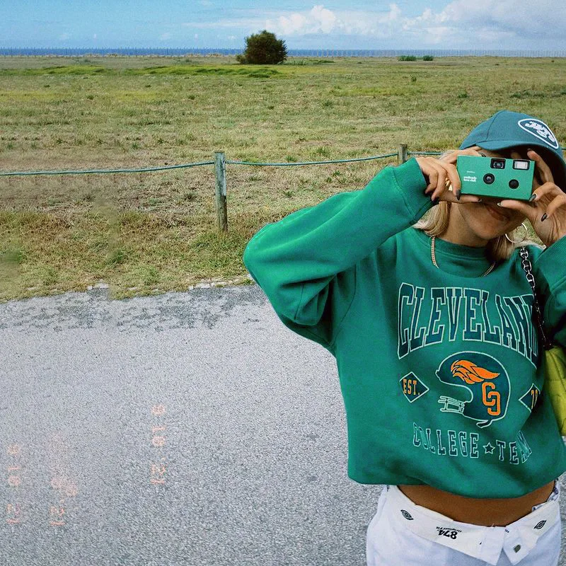 

Зеленая уличная одежда с длинным рукавом и надписью, Женская толстовка с круглым вырезом, Свободная Повседневная Толстовка, женские пулове...