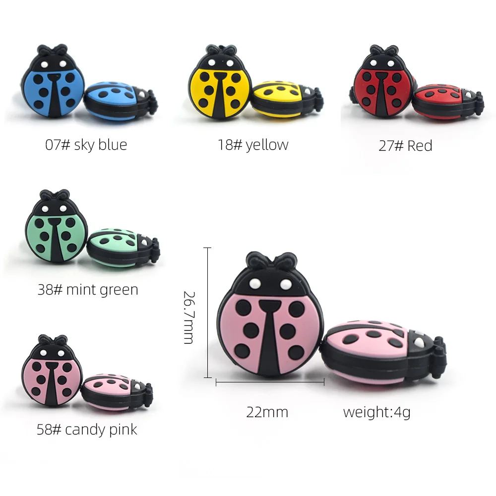 Choose Ladybug 5 шт медведь божья коровка перле Силиконовые Зубные животные силиконовые бусины Божья коровка прорезывание зубов Уход DIY бисер ребенок прорезывание зубов ожерелье игрушки - Цвет: Choose Ladybug