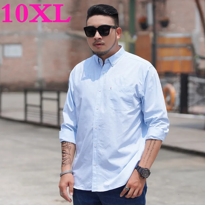 plus size 10XL 9XL 8XL 7XL 6XL Casual Men Shirts loose Fit Male Social Brand Long Sleeve Business Shirt Clothes | Мужская одежда