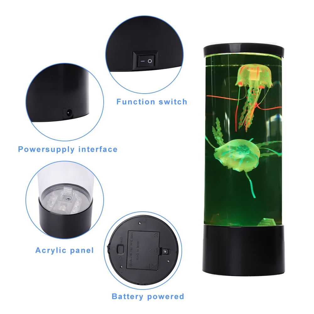 

LED Fantasy Jellyfish Lamp USB /Battery Powered Color Tank Aquarium Relaxing Mood Tank Night Light For Children Home Room Leds
