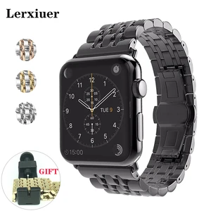 Ремешок из нержавеющей стали для apple watch band 44 мм 40 мм, браслет для iwatch band 42 мм 38 мм, аксессуары для iwatch series 6 5 4 3 2 SE