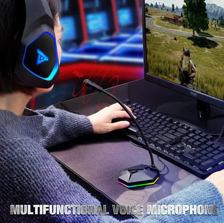 2020 НОВЫЙ USB-микрофон PC Condenser RGB Shiny гибкий вокал записи студии Micro Home Office.