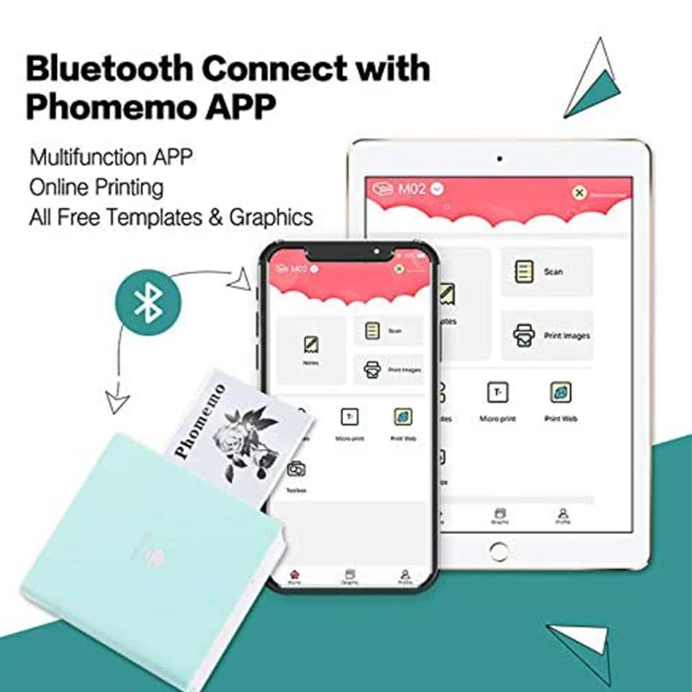 Оригинальный портативный карманный принтер Phomemo M02 фото мини Bluetooth 4 0 DIY мобильные