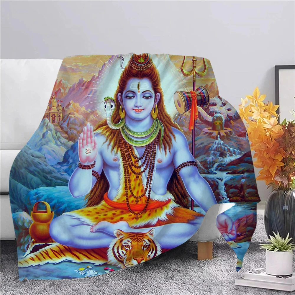 

CLOOCL Indian God Lord Shiva Flannel Blanket Decorate 3D Printed Throw Blanket Office Nap Teenager Bedding Hiking Picnic Quilt