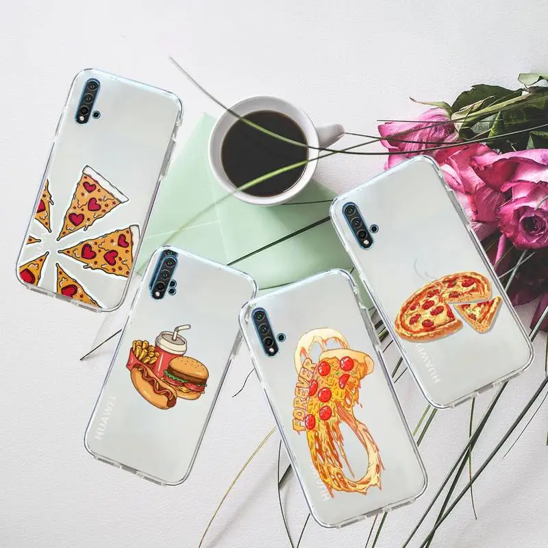

Pizza hamburger delicious food Phone Case Transparent for Huawei honor P mate 40 20 30 10 50 i 9 x mate pro lite 8a