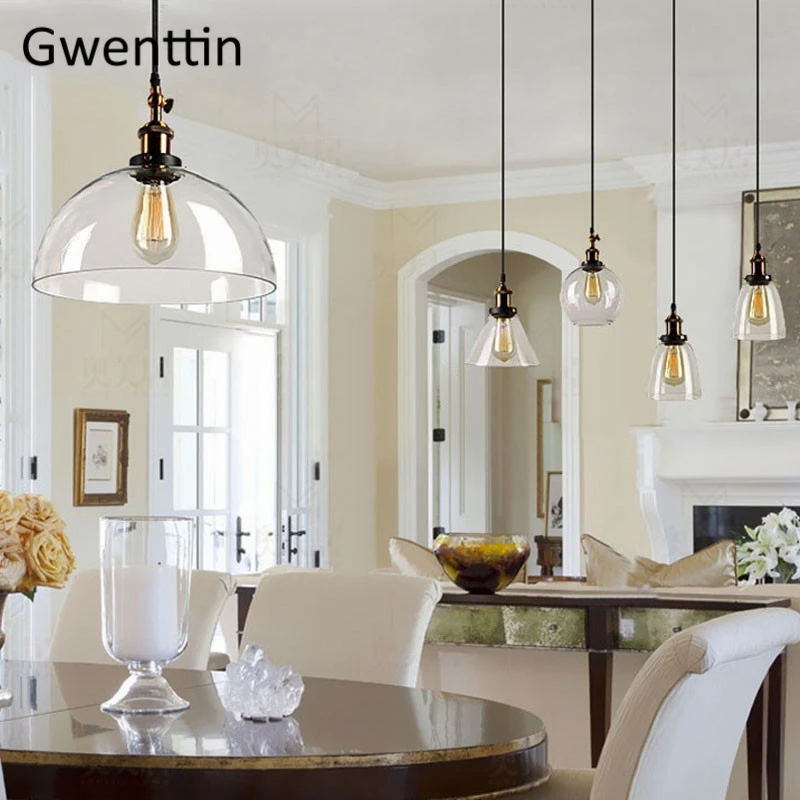 Винтажный стеклянный подвесной светильник в стиле лофт современная лампа