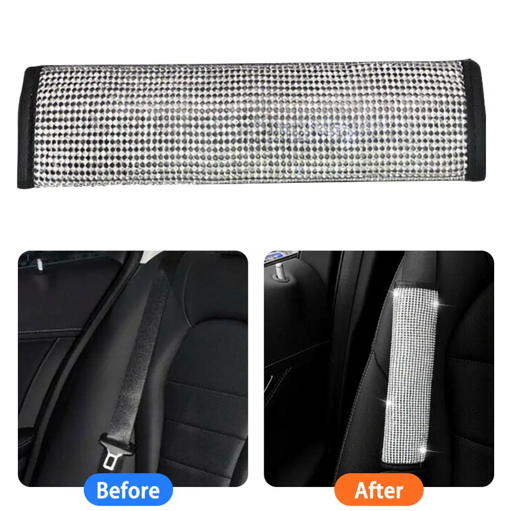 Наплечный чехол для автомобильного ремня безопасности защитный Стразы