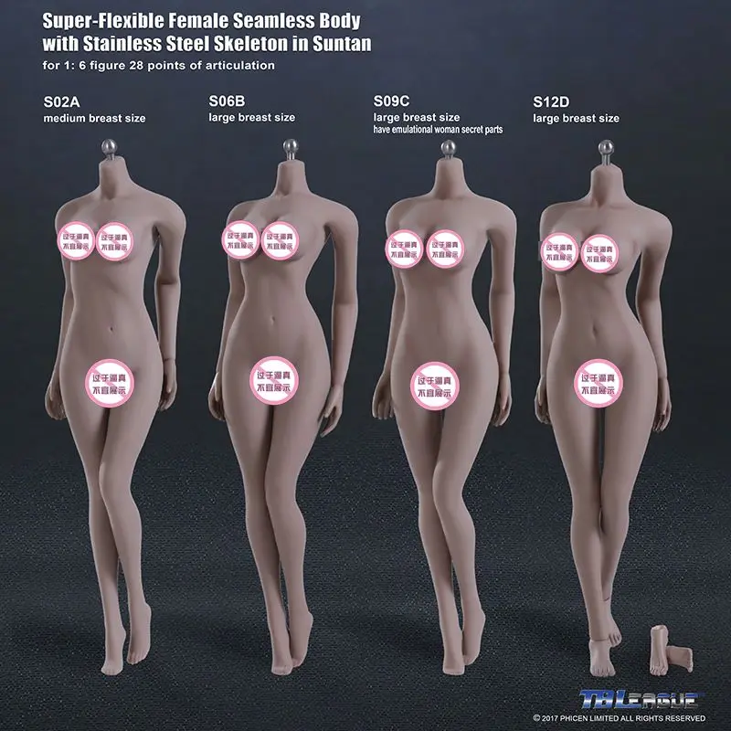 TBLeague 1/6 Scale S09C Female Suntan Skin Seamless Body Figure Stainless Steel Skeleton Europe Shape for 12 Inch Action Figure