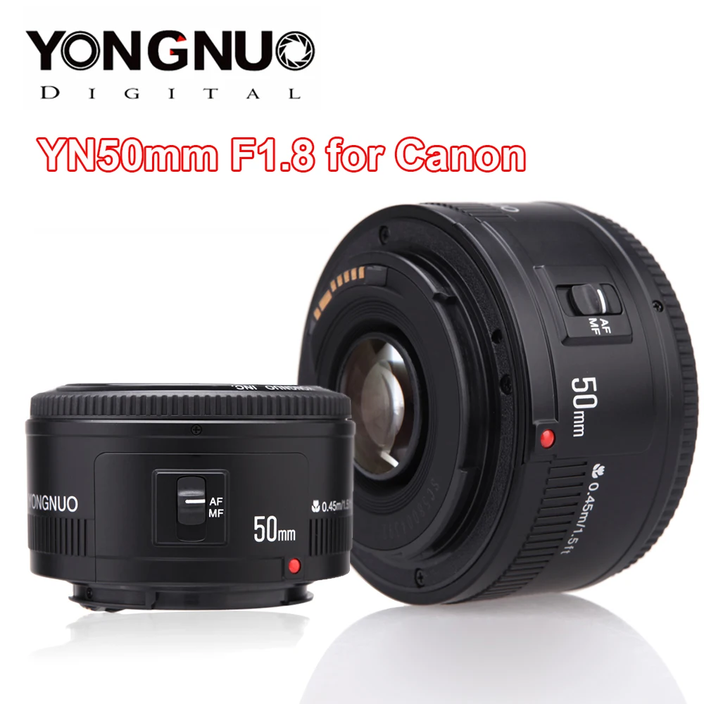 Объектив Yongnuo yn50mm 50mm 1 8 EF EOS YN50MM AF MF для камеры Canon T6 700D 750D 800D 5D Mark II IV 10D 1300D Бесплатный