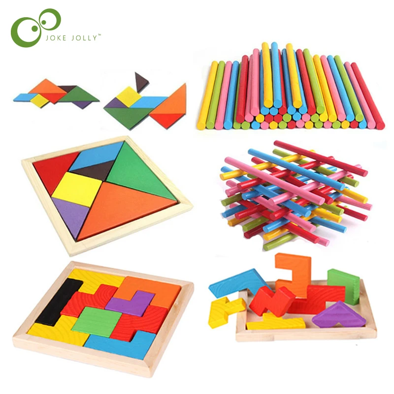 Головоломки волшебный Tangram детские деревянные развивающие игры хобби Детские