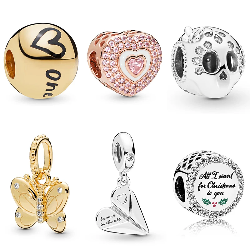 

2019 100% 925 Sterling Silver Sparkling Skull Heart Paper Plane All I Want for Christmas True Uniqueness Hearts on Hearts Charm