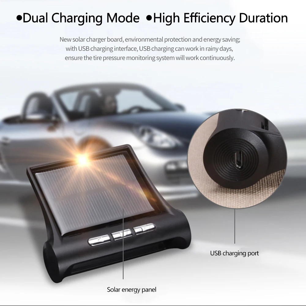 TPMS монитор давления в шинах автомобиля цифровой ЖК-экран 6 Режимы солнечные