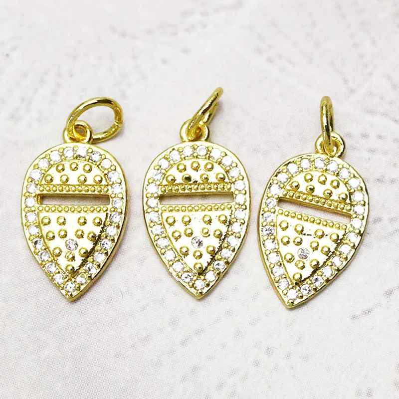 

20Pcs Gold color zircon jewelry pendant Leaf shape Tiny jewelry charms pendants Handmade women accessories pendants 7285