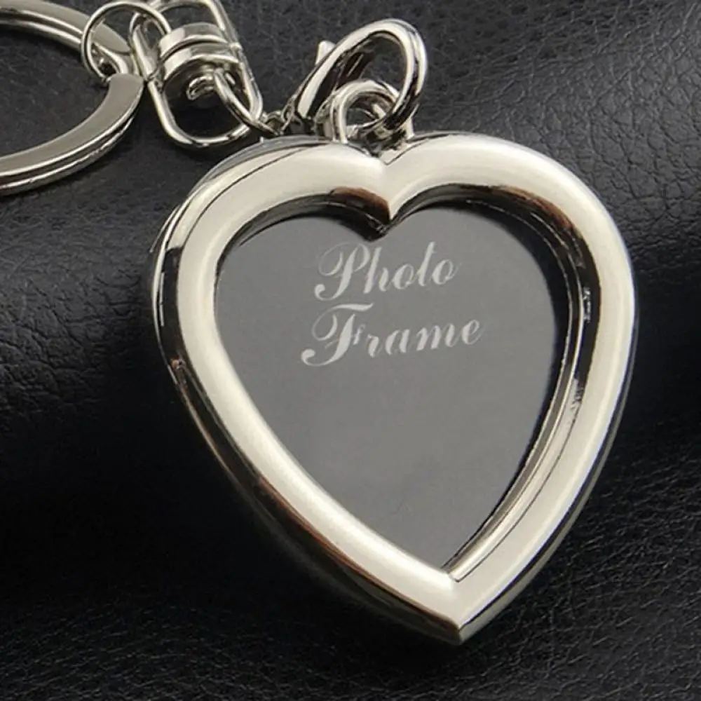 

50% Hot Sale Creative Mini Heart Square Round Oval Insert Photo Frame Rotary Keychain Keyring