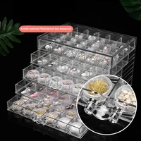120 grid nail jewelry storage box 5 layer transparent jewelry storage box diamond organizer display stand acrylic drawer plastic