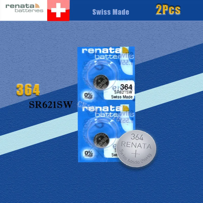 2 Xrenata серебряный оксид часовая батарея 364 SR621SW 621 1 55 в 100% оригинальный бренд renata