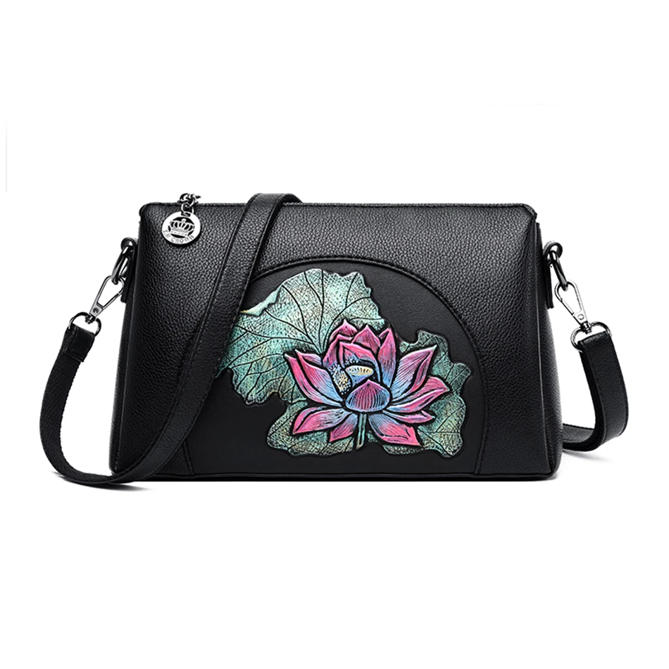 Green lotus Китайский стиль моды Sac основные роскошные сумки дизайнерские Цветочные женские сумки на плечо женские сумки через плечо для женщин Bolsa - Цвет: Green lotus