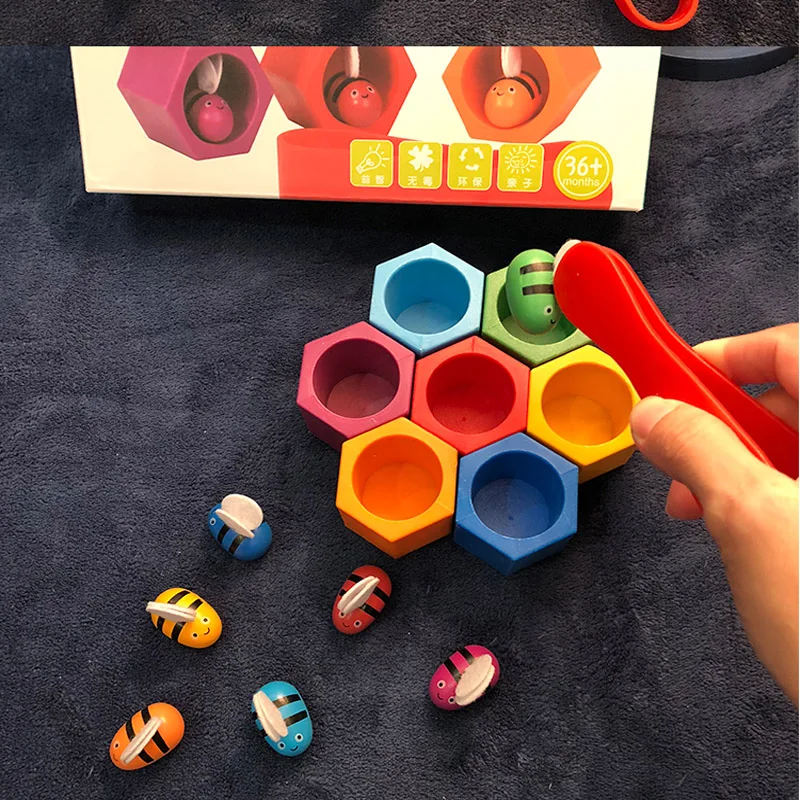 Деревянная развивающая игрушка-краб Монтессори пчелиные игры сочетание цветов